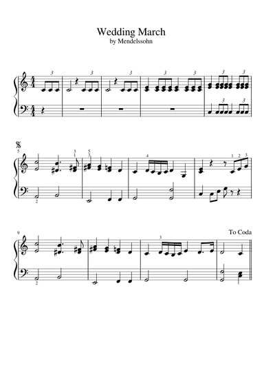 Wedding March (Mendelssohn) - Early Intermediate Piano Sheet Music (arr. Dennis Cheng)