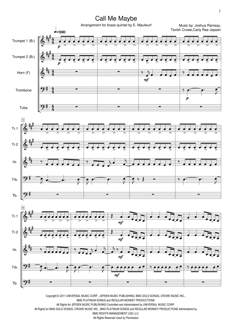 Call Me Maybe (arr. E. Maulwurf)
