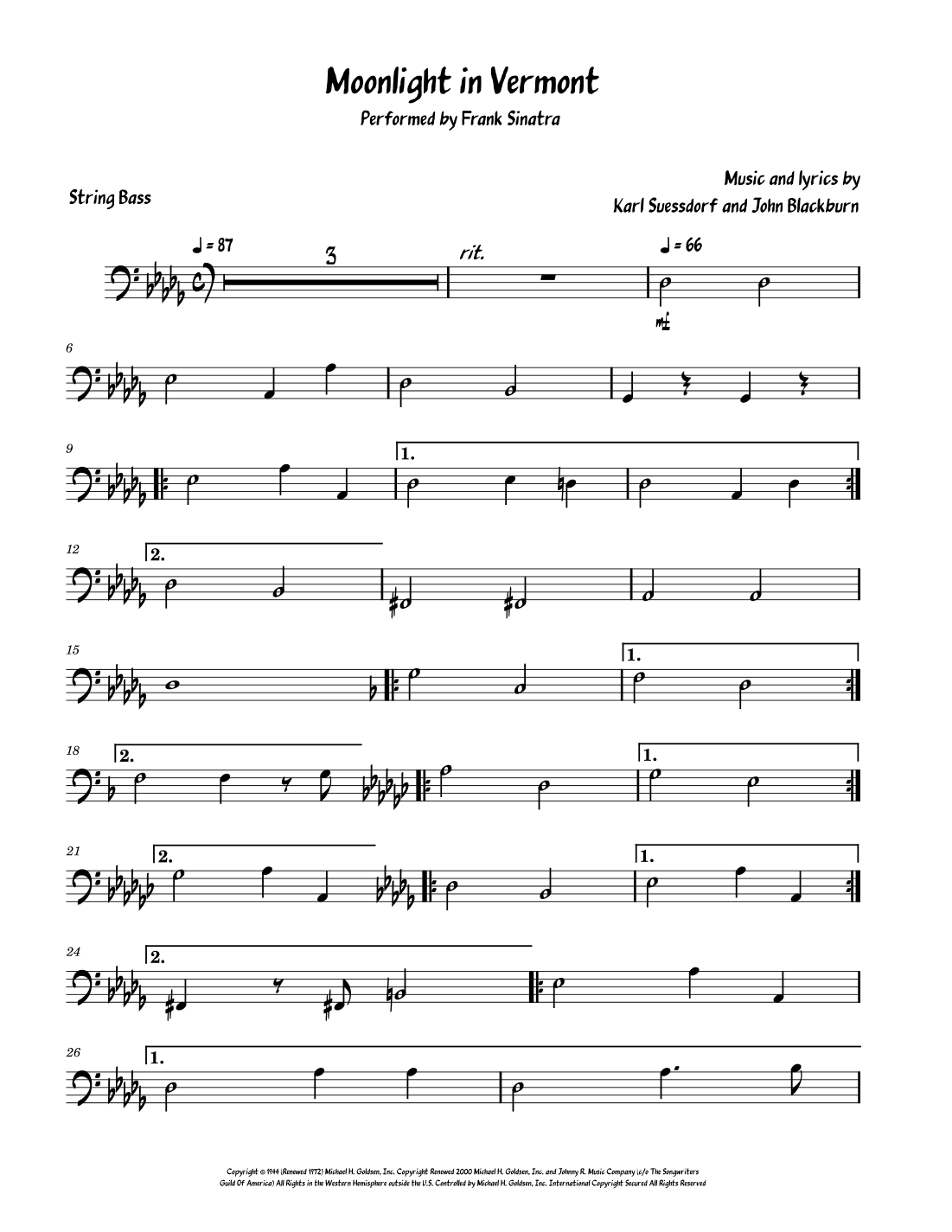 Moonlight In Vermont (arr. David Lartey)