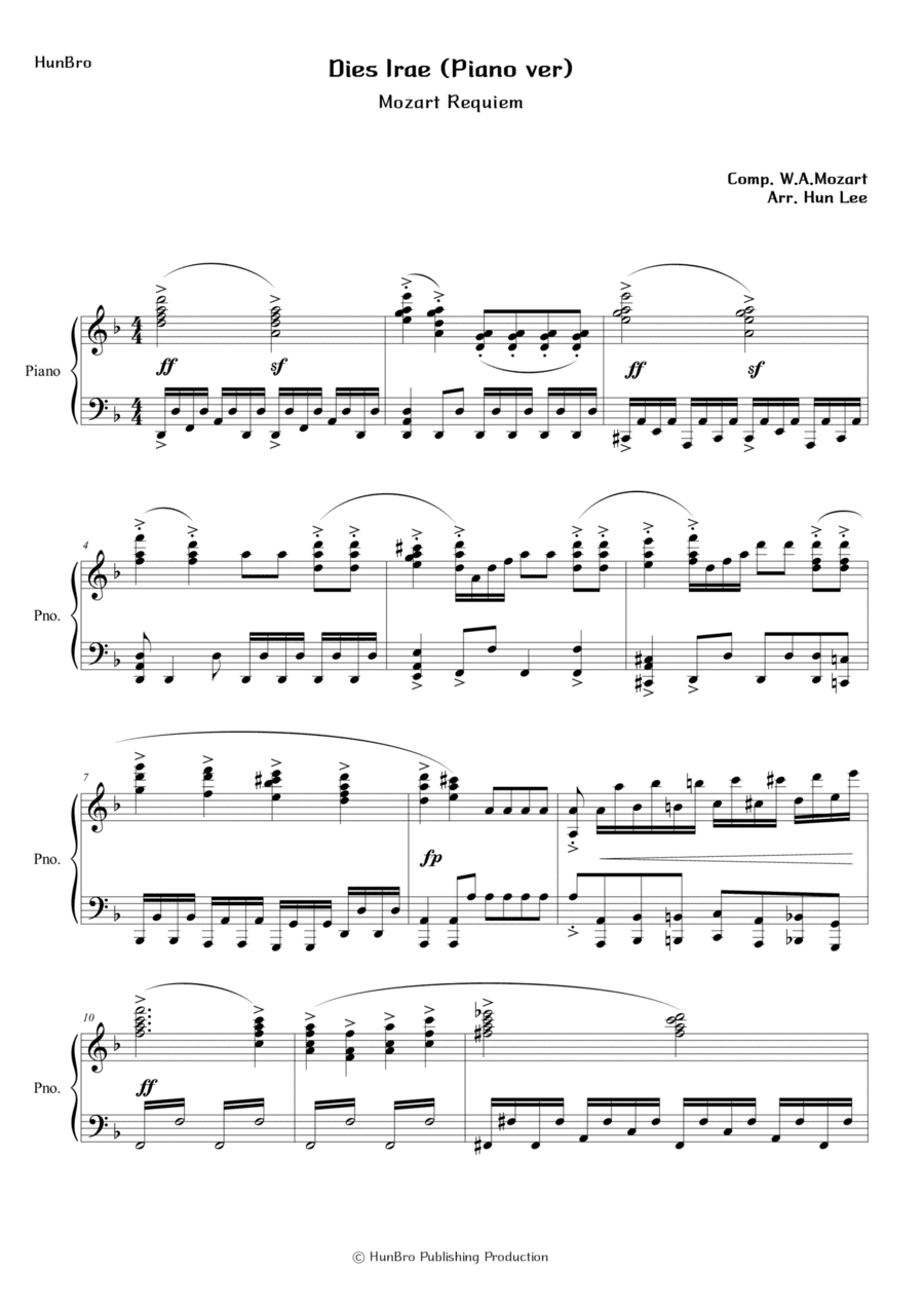 Dies Irae from Mozart Requiem - Piano ver (arr. Hun Lee)