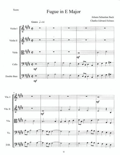 Fugue in E Major--Score (arr. Charles Edward Holmes)