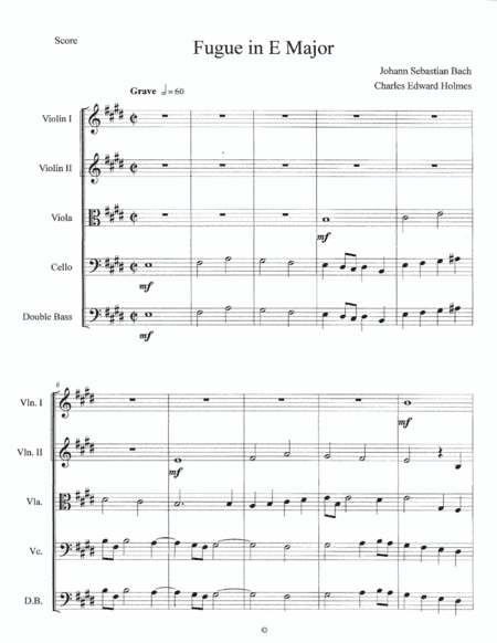 Fugue in E Major--Score (arr. Charles Edward Holmes)