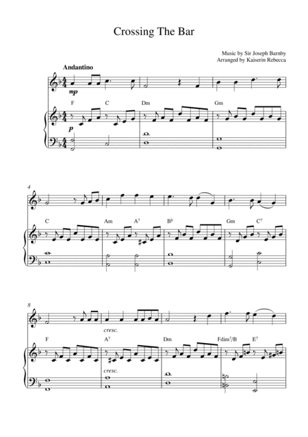 Crossing the Bar (for oboe solo and piano accompaniment) (arr. Kaiserin Rebecca)
