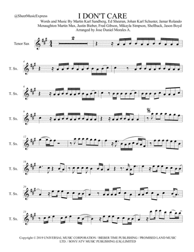 I Don't Care (arr. Jose Daniel Morales A.)