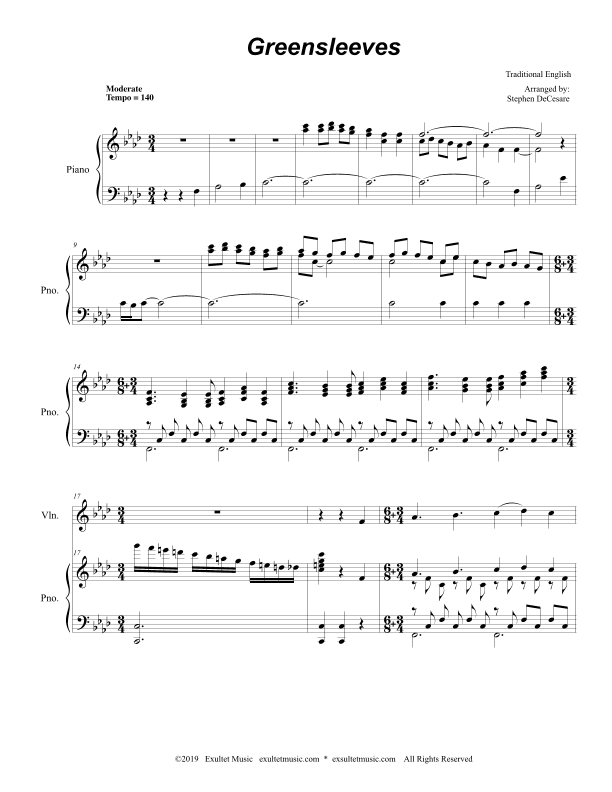 Greensleeves (Duet for Violin and Viola - Alternate Version) (arr. Stephen DeCesare)