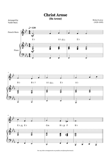 Christ Arose (He Arose) -  French Horn and Piano (with chords) (arr. Valdir Maia)