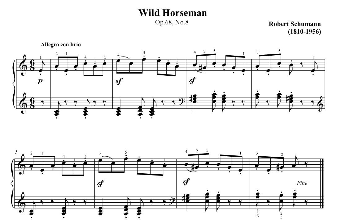 Schumann Wild Horseman Op.68 No.8 (arr. Ben Choupak)
