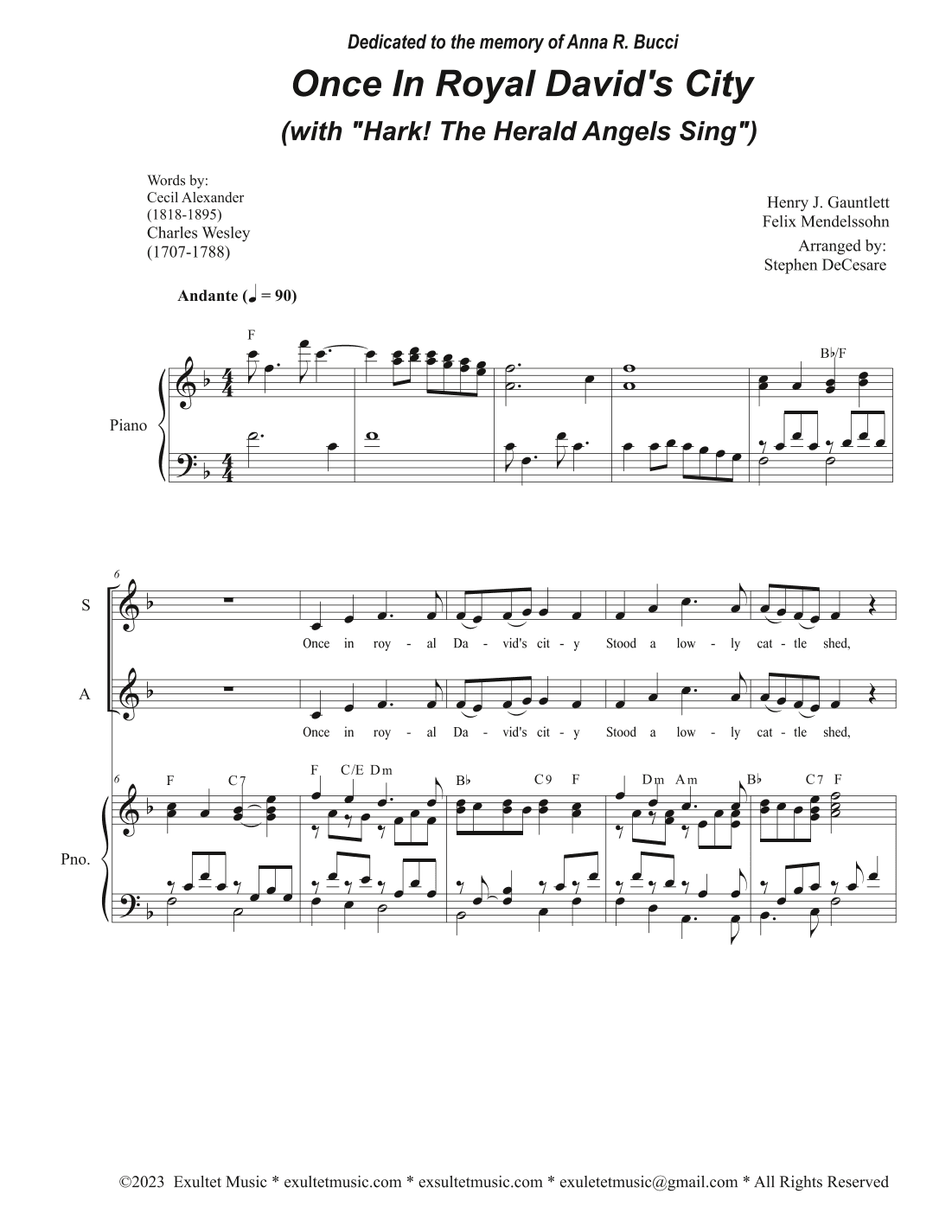 Once In Royal David's City (with "Hark! The Herald Angels Sing") (SAB) (arr. Stephen DeCesare)