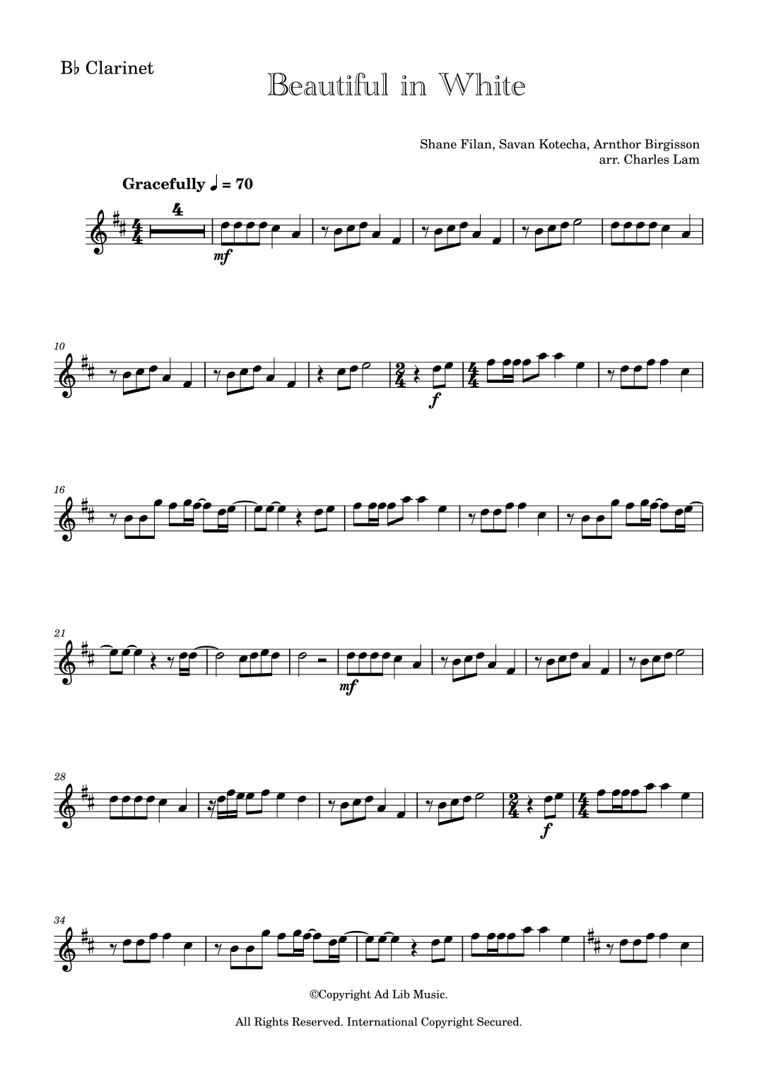 Beautiful In White (arr. Charles Lam)