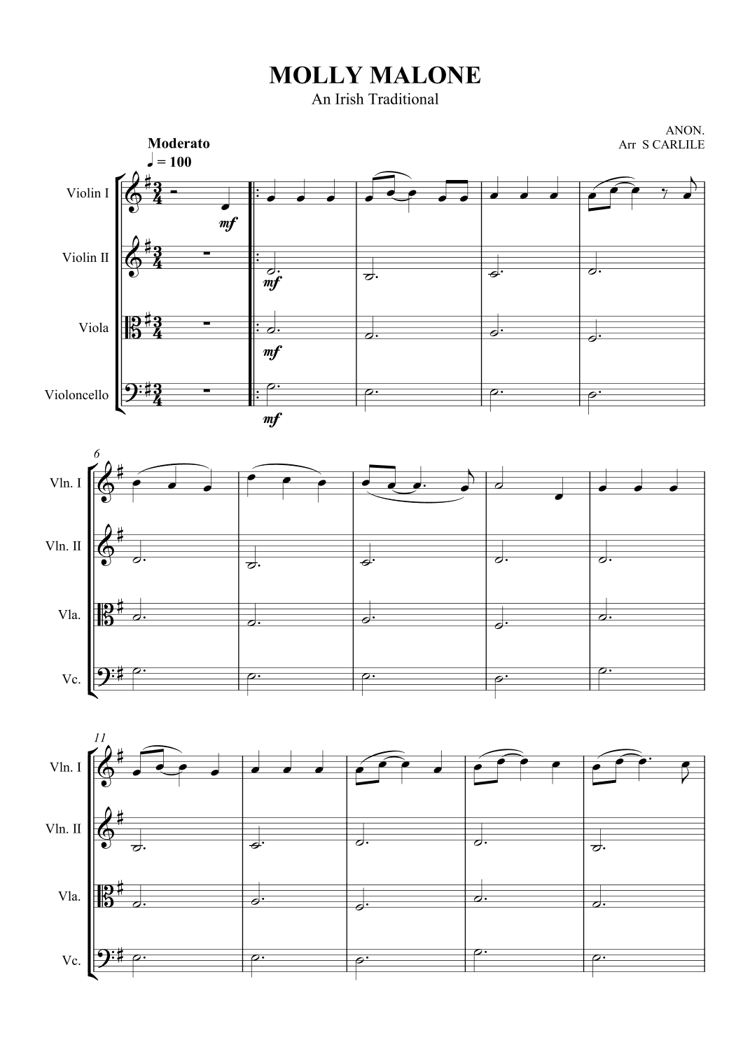 Molly Malone (Cockles and Mussels) (arr. SCMusic)