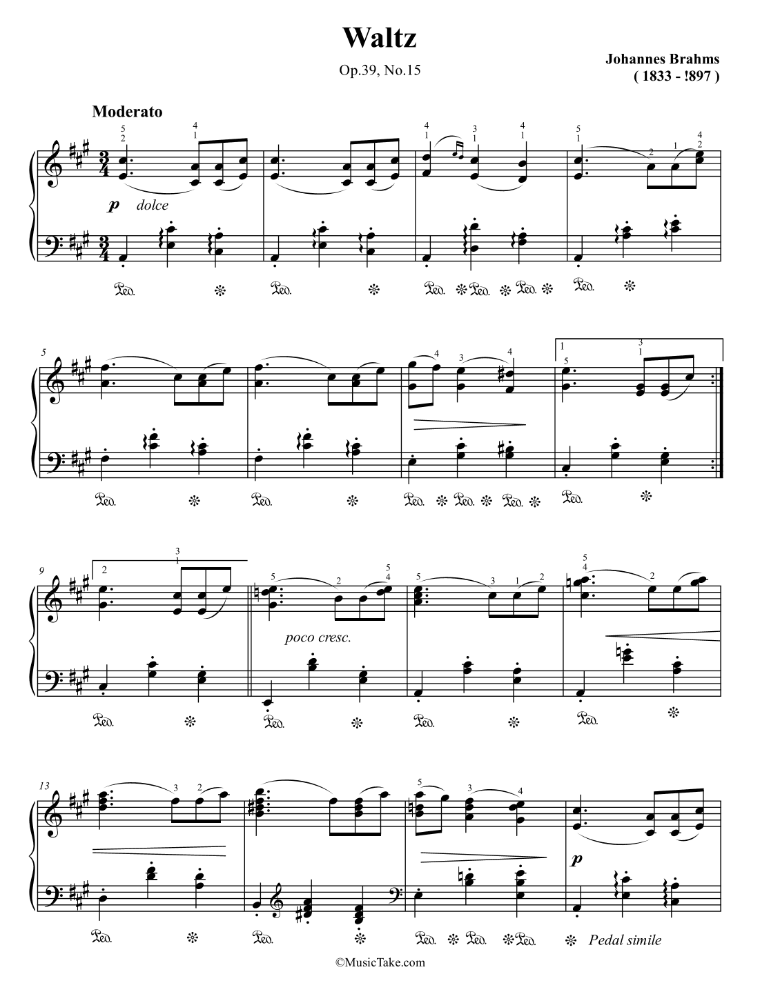 Brahms Waltz in A Major Op.29 No.15 (arr. Ben Choupak)