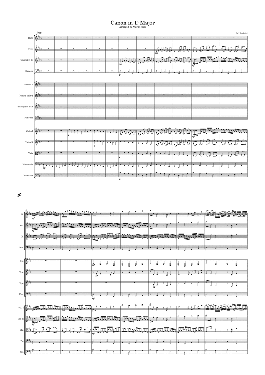 Canon in D Major - Orchestra (Score and all parts) (arr. Murilo Frias)
