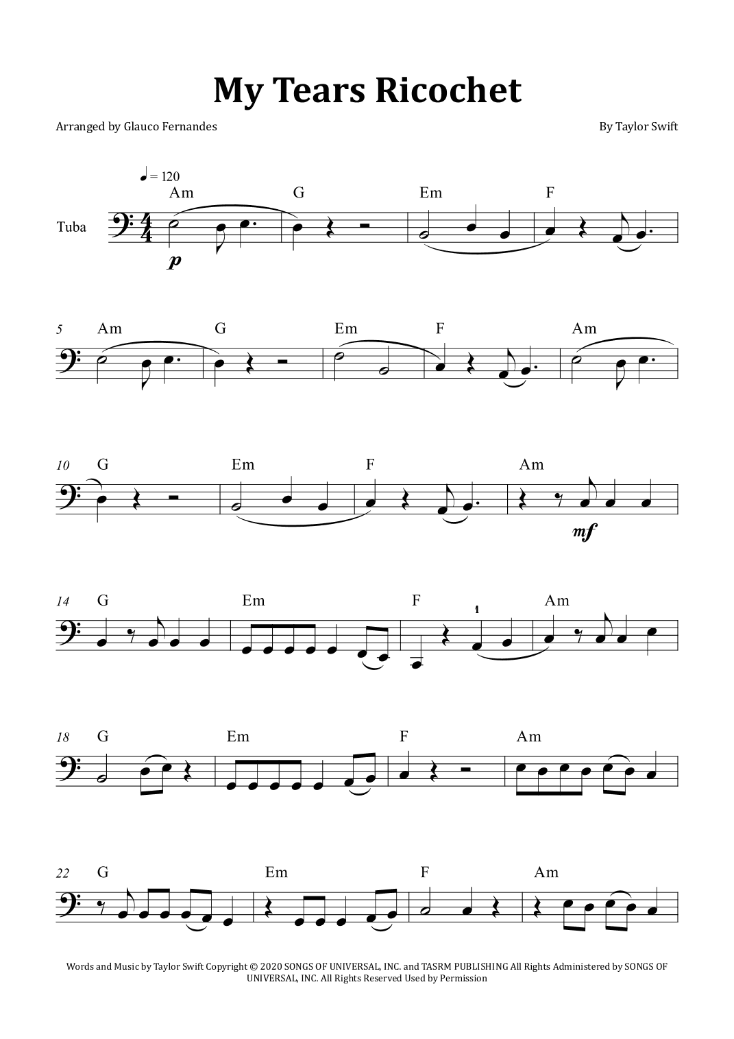 My Tears Ricochet (arr. Glauco Fernandes)