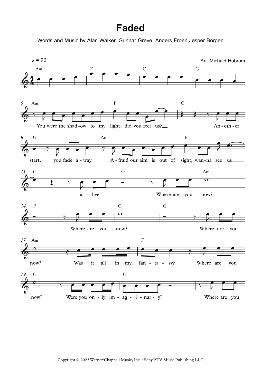 Faded (arr. Michael Habrom)