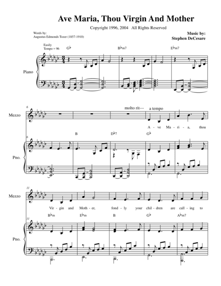 Ave Maria, Thou Virgin And Mother (Duet for Mezzo and Bass solo)