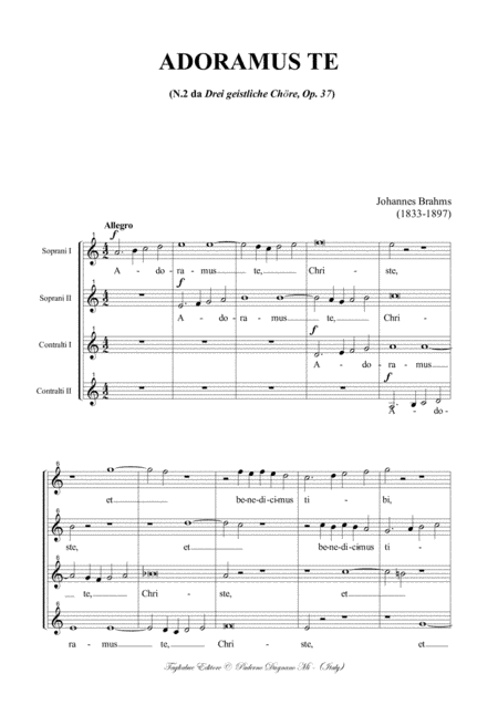 ADORAMUS TE - J. Brahms - For SSAA Choir (arr. Renato Tagliabue)