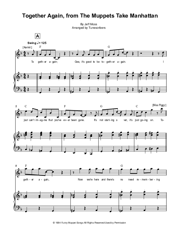 Together Again, from The Muppets Take Manhattan (arr. Tunescribers)