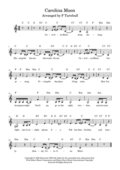Carolina Moon (arr. F Turnbull)