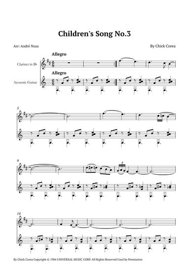Children's Song No. 3 (arr. André Nusa)