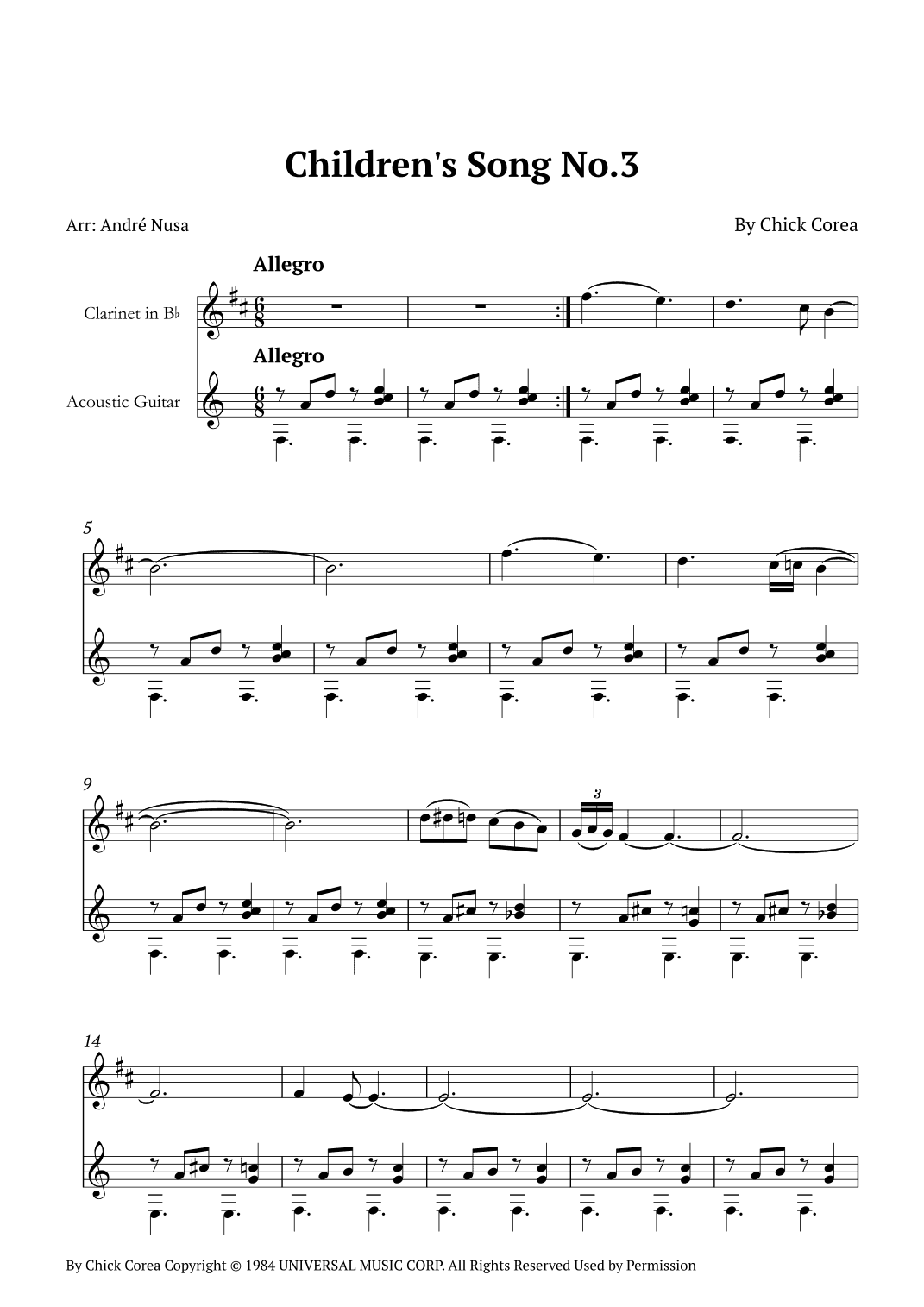 Children's Song No. 3 (arr. André Nusa)