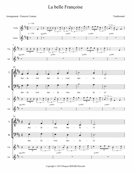 LA BELLE FRANÇOISE (arr. Francois Couture)