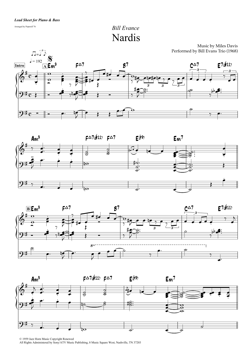 Nardis (arr. Popnroll 1976)
