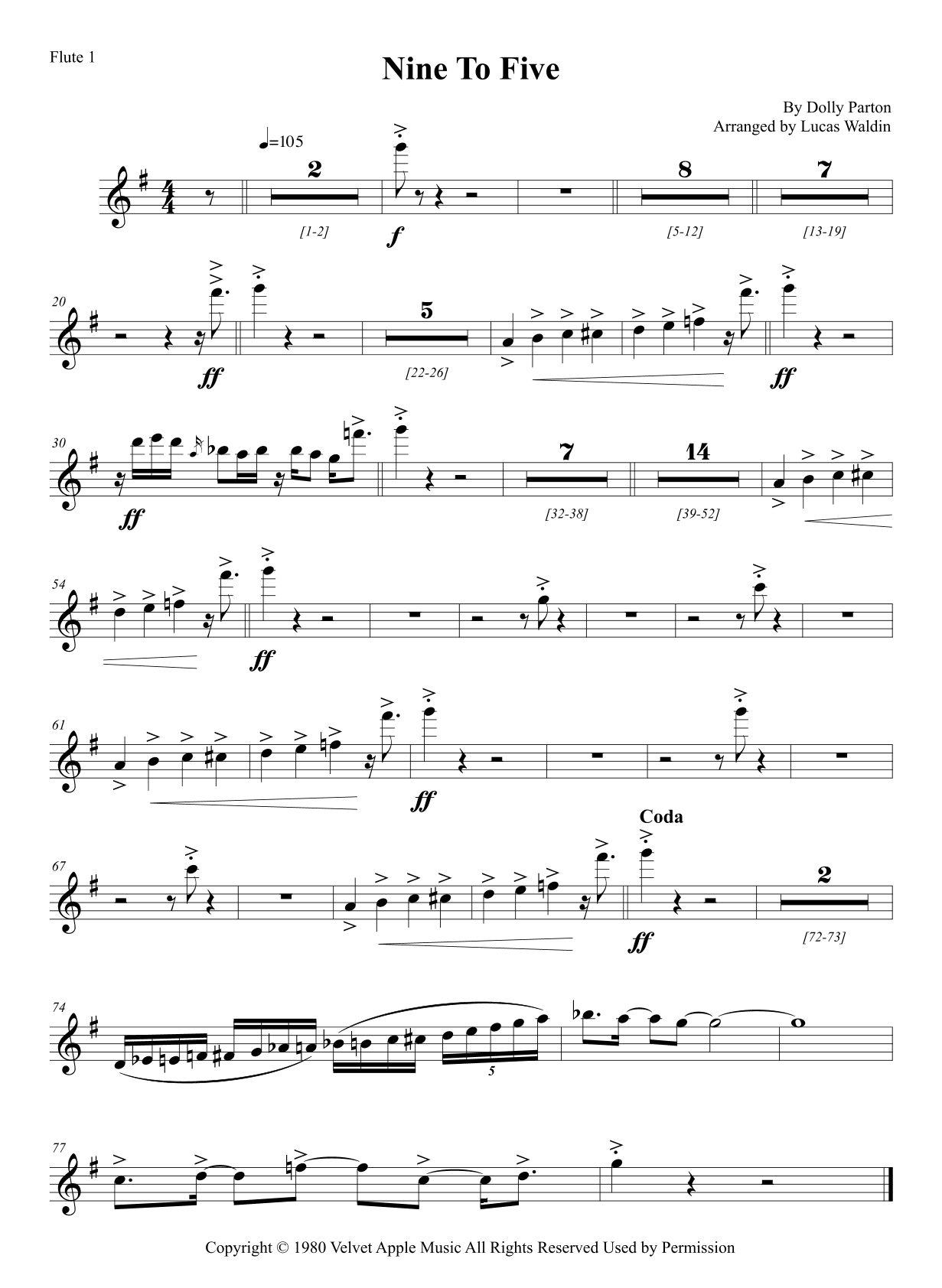 Nine To Five (arr. Lucas Waldin)