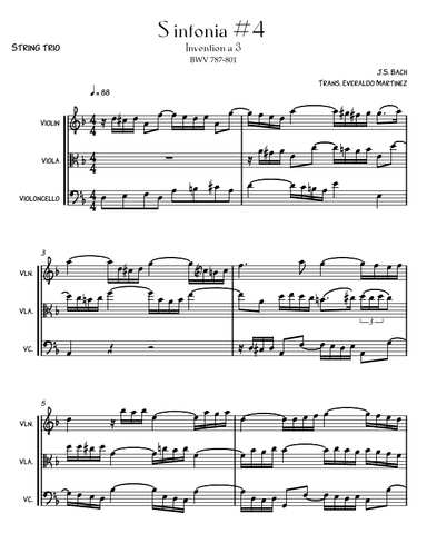 Invention a 3 voices Sinfonia No. 4 BWV 787 (arr. Everaldo Martinez)