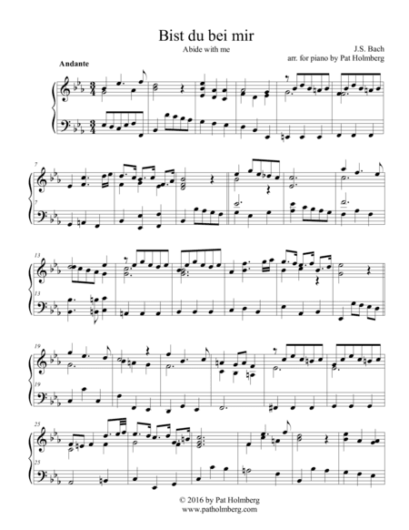Bist du Bei Mir - for piano (arr. Pat Holmberg)