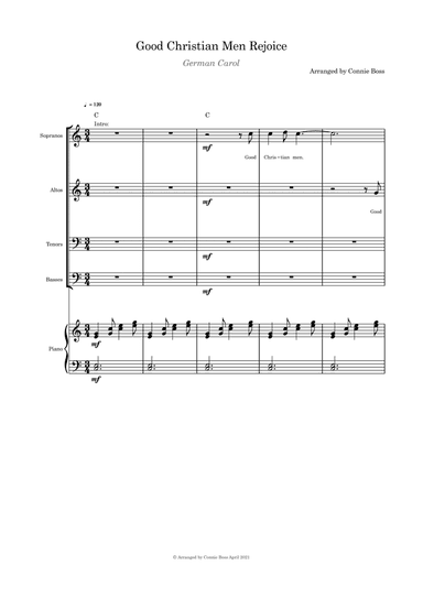 Good Christian Men Rejoice - SATB and piano (arr. Connie Boss)