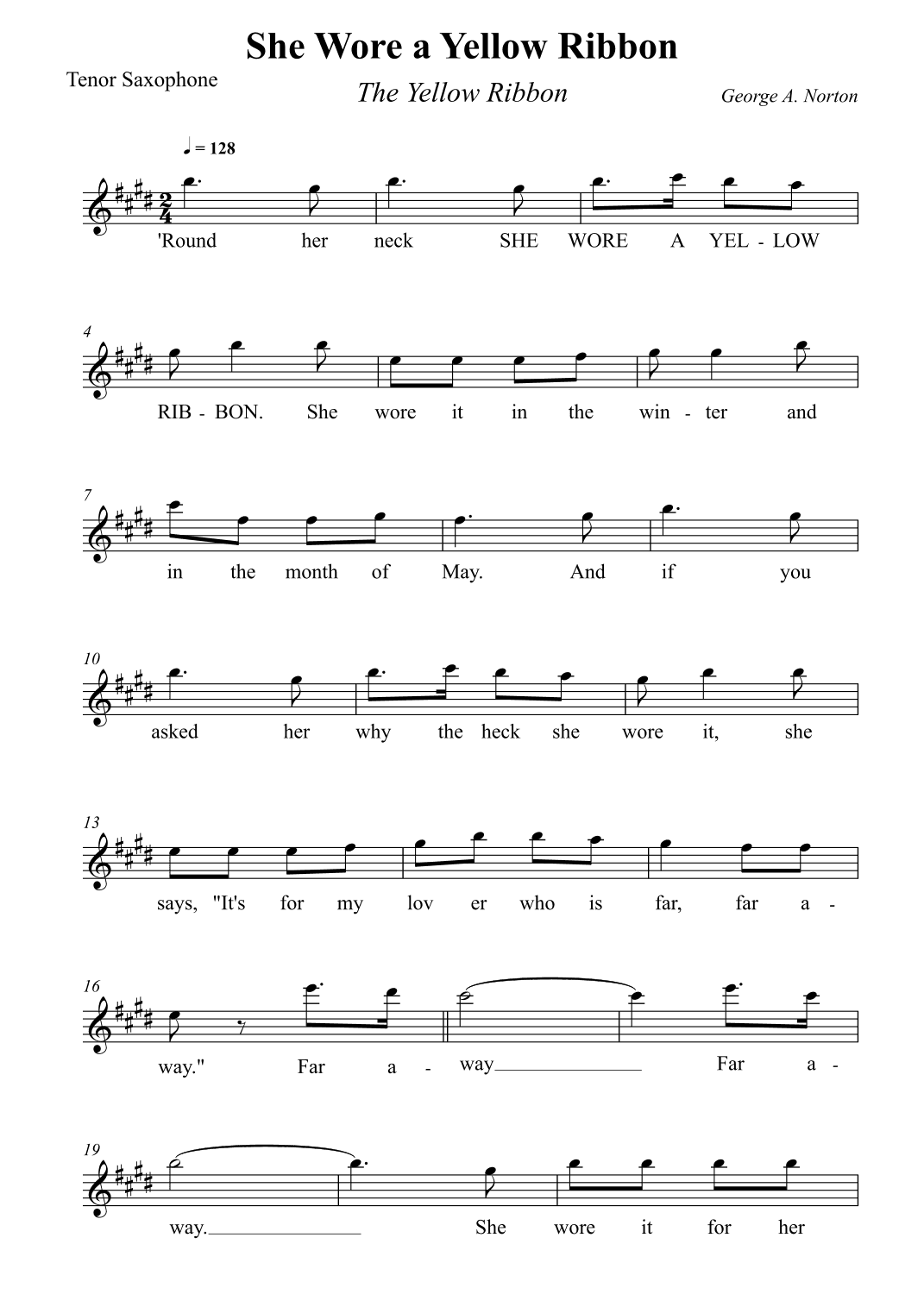 She Wore a Yellow Ribbon (arr. Wesley S. SIlva)