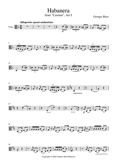 Habanera from "Carmen" (arr. Golden Skull Editions)