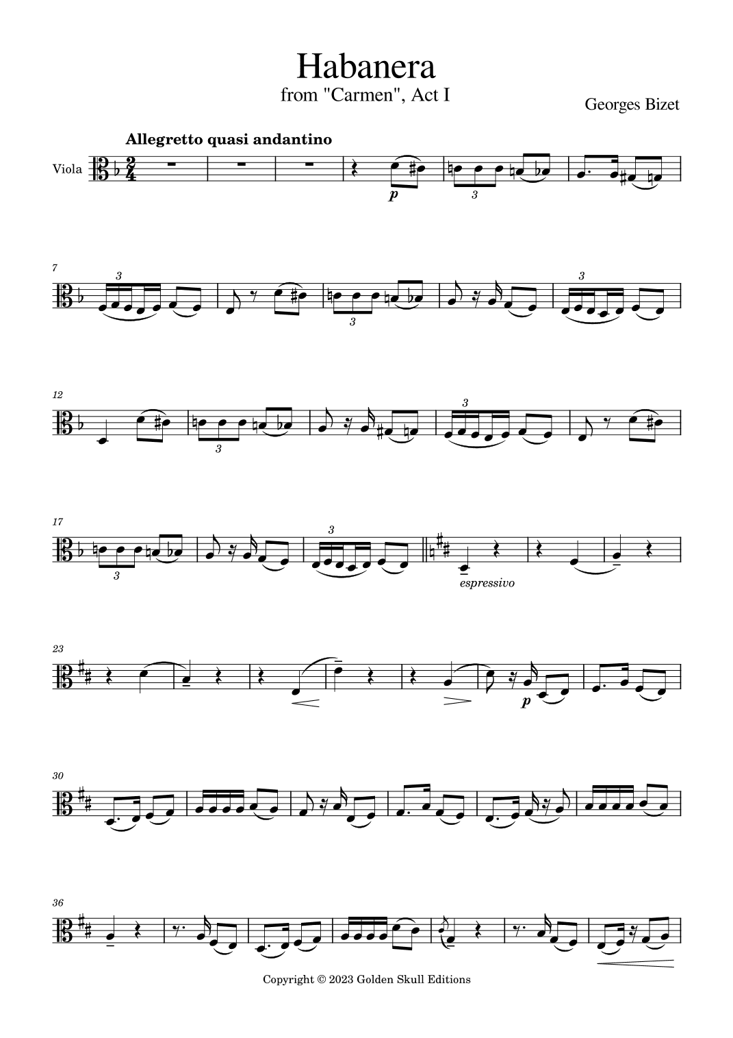 Habanera from "Carmen" (arr. Golden Skull Editions)
