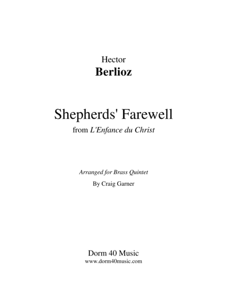 Shepherds' Farewell (from "The Childhood of Christ") (arr. Craig Garner)