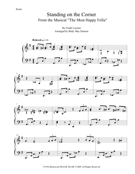 Standing On The Corner (arr. Betty May Hansen)