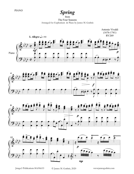 Vivaldi: The Four Seasons Complete for Euphonium & Piano (arr. James M. Guthrie, ASCAP)