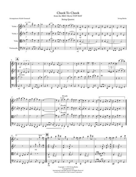 Cheek To Cheek (arr. Keith Gemmell)