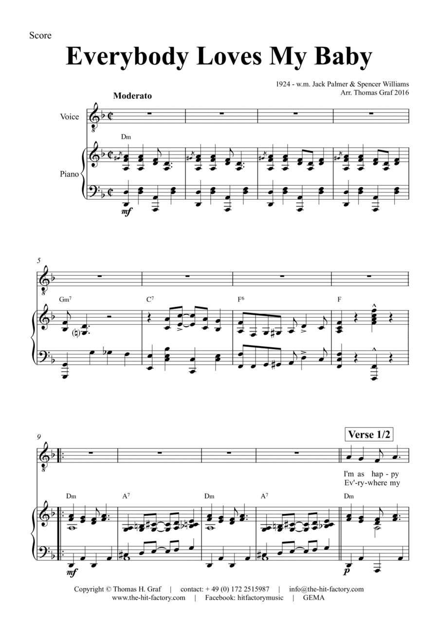 Everybody Loves My Baby - Jazz Classic - F - Piano/Vocal/Chords (arr. Thomas Graf)