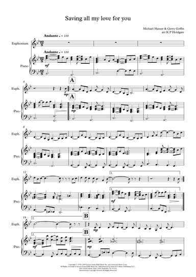 Saving All My Love For You (arr. Kevin P Holdgate)