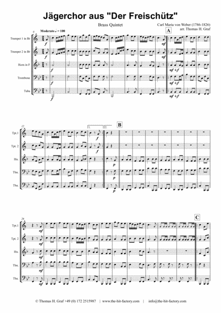 Jaegerchor - Der Freischuetz C.M.Weber - Brass Quintet (arr. Thomas H. Graf)