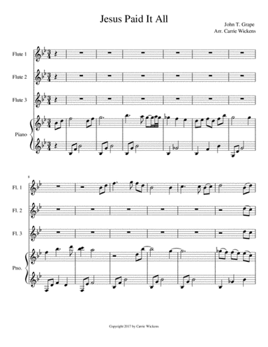 Jesus Paid it All Flute Trio (arr. Carrie Wickens)