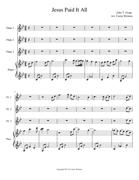 Jesus Paid it All Flute Trio (arr. Carrie Wickens)
