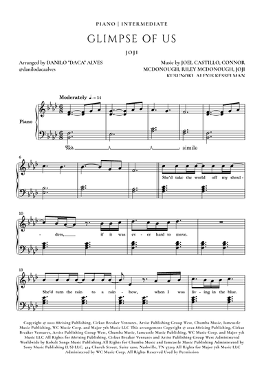 Glimpse Of Us (arr. Danilo "Daca" Alves)