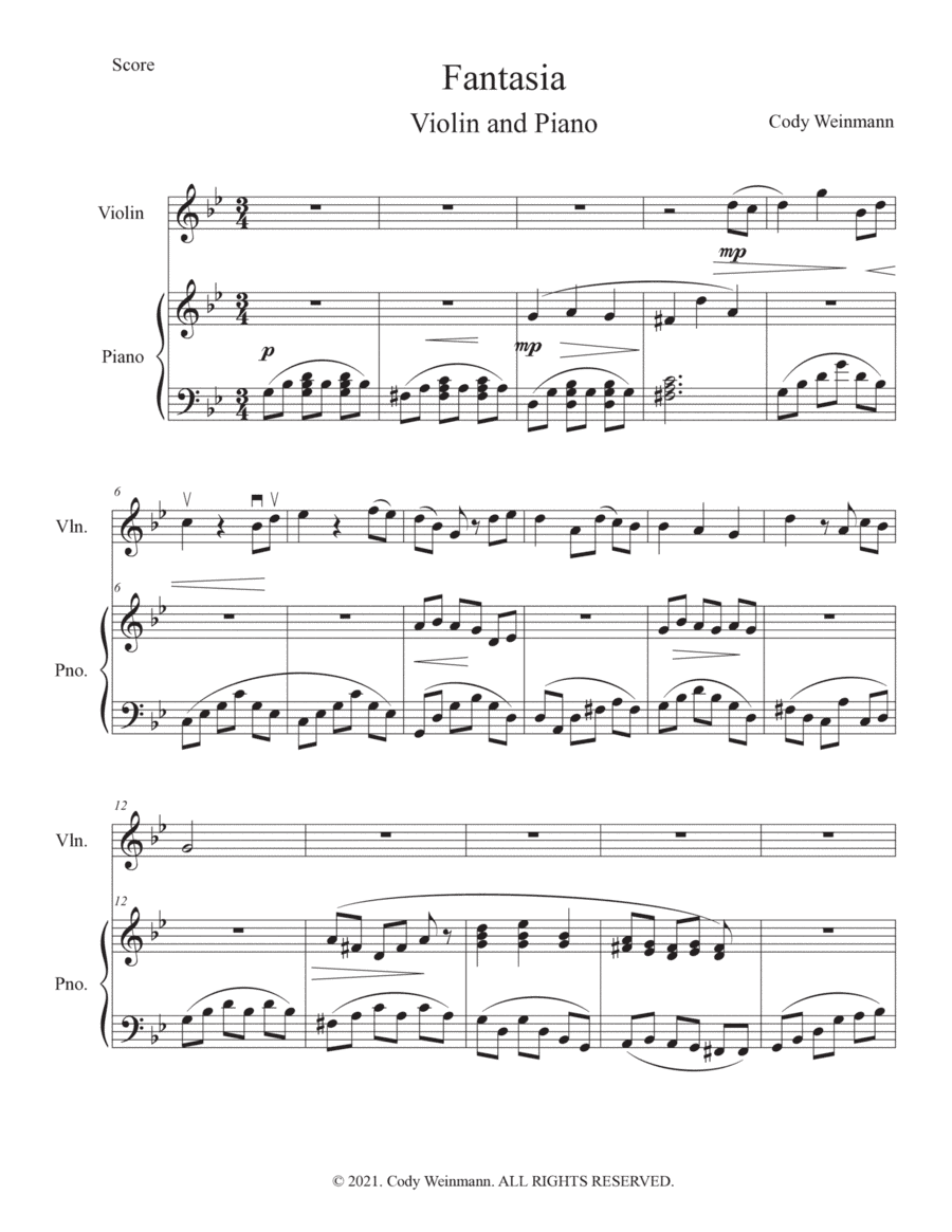 Little Fantasia for Violin and Piano in G Minor
