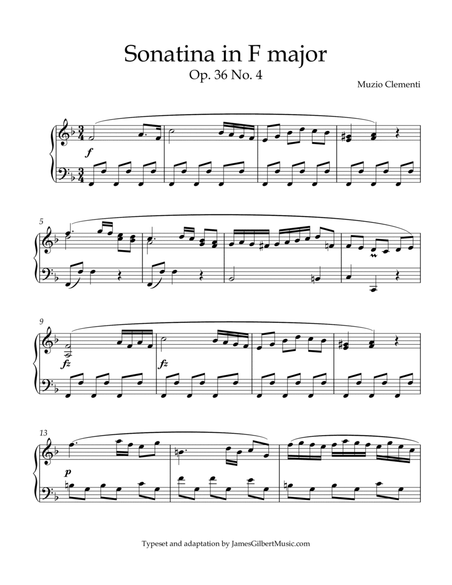 Sonatina Opus 36, Number 4 (arr. James Gilbert Music)