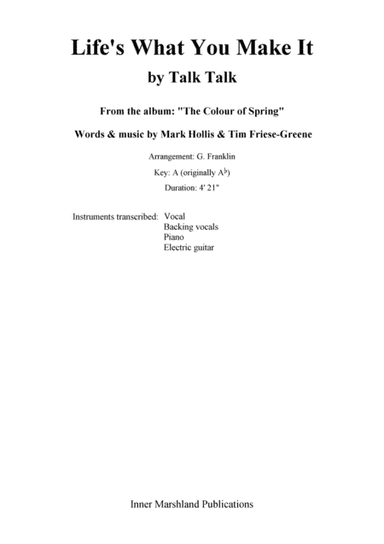 Life's What You Make It (arr. G. Franklin)