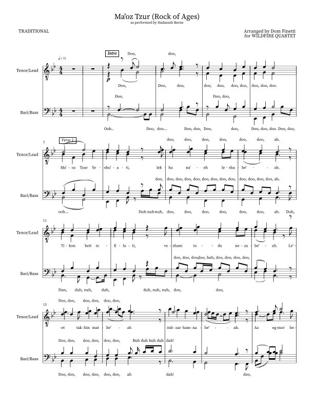Ma'oz Tzur - Rock of Ages (TTBB A Cappella) (arr. Dom Finetti)