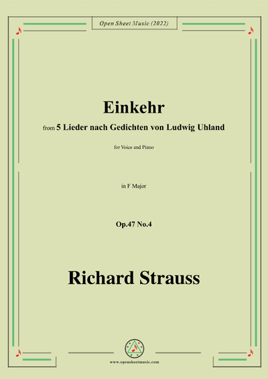 Richard Strauss-Einkehr,in F Major,Op.47 No.4 (arr. OSM Press)