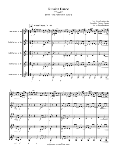 Russian Dance ("Trepak") (from "The Nutcracker Suite") (F) (Clarinet Quintet) (arr. Regis Bookshar)