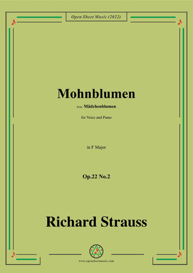 Richard Strauss-Mohnblumen,Op.22 No.2,in F Major (arr. OSM Press)